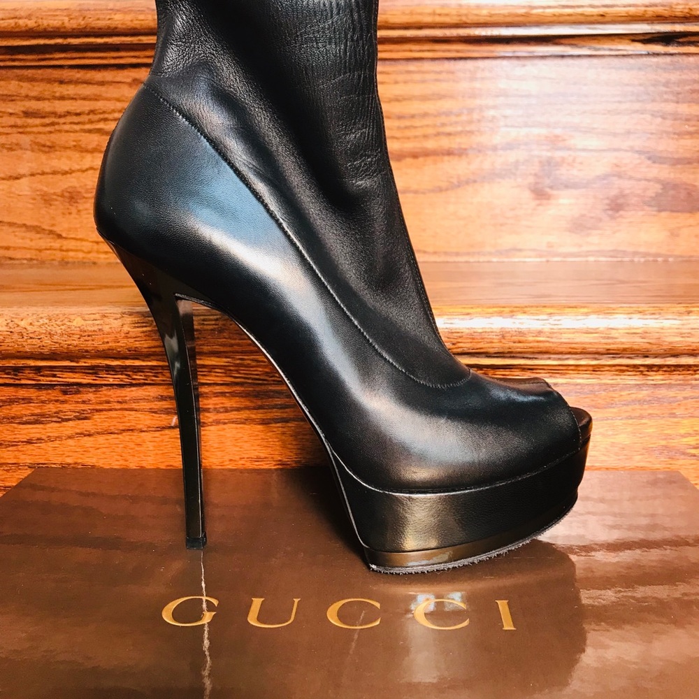 Gucci - Black Nappa Stretch Nero Boots/Bootie - Picture 4 of 8